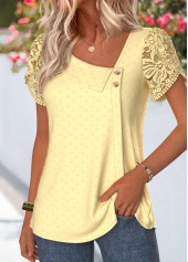 Yellow Shirred Petal Short Sleeve Blouse | thumb picture 