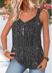 Black Tie Sleeveless V Neck Tank Top | thumb picture 