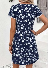 Navy Short Tummy Coverage Asymmetrical Neck Dress | thumb picture 