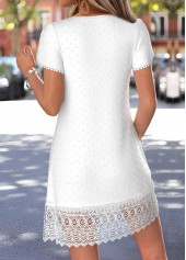 White Short Patchwork V Neck Dress | thumb picture 