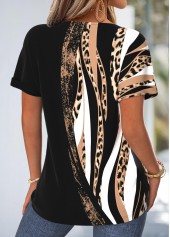 Black Leopard Tummy Coverage Short Sleeve T Shirt | thumb picture 