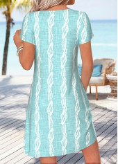 Mint Green Marine Life Print Short Asymmetry Dress | thumb picture 
