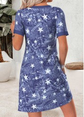 Denim Blue Star Print Short Tummy Coverage Dress | thumb picture 