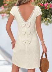 Beige Short Tummy Coverage Round Neck Dress