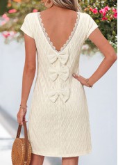 Beige Short Tummy Coverage Round Neck Dress | thumb picture 