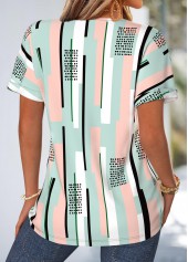 Multi Color Geometric Print Curved Hem T Shirt | thumb picture 