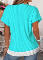Blue Fake 2in1 Short Sleeve Split Neck T Shirt | thumb picture 