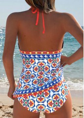 White Mid Waisted Two-piece Tribal Print Tankini Set | thumb picture 