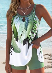 Sage Green Mid Waisted Lace Up Tankini Set | thumb picture 