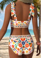 Multi Color Mid Waisted Floral Print Bikini Set | thumb picture 