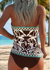 Dark Coffee Mid Waisted Patchwork Tankini Set | thumb picture 