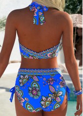 Royal Blue Mid Waisted Patchwork Tribal Print Bikini Set | thumb picture 
