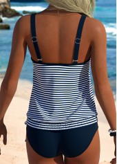 Navy Mid Waisted Blouson Striped Tankini Set | thumb picture 