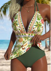 Multi Color Mid Waisted Tribal Print Tankini Set | thumb picture 