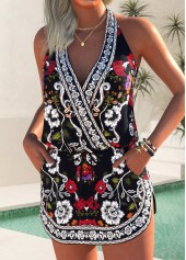 Black Mid Waisted Fake 2in1 Tribal Print Tankini Set | thumb picture 