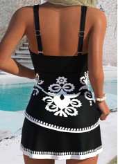 Black Mid Waisted Tribal Print Tankini Set | thumb picture 