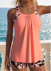 Coral Mid Waisted Two-piece Floral Print Tankini Set | thumb picture 