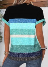 Multi Color Striped Tummy Coverage Short Sleeve Blouse | thumb picture 