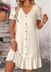 Beige Short Tummy Coverage V Neck Dress
