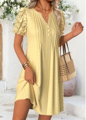 Yellow Short Tummy Coverage Split Neck Dress | thumb picture 