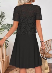 Black Two-piece Short Sleeve V Neck Dress and Cardigan | thumb picture 