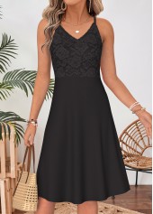Black Two-piece Short Sleeve V Neck Dress and Cardigan | thumb picture 