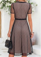 Black Polka Dot Layered Short Sleeve V Neck Dress | thumb picture 