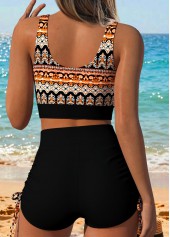 Black Mid Waisted Surplice Tribal Print Bikini Set | thumb picture 