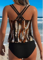Black Mid Waisted Drawstring Leopard Tankini Top-No Bottom | thumb picture 