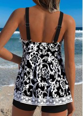 Black Two-piece Random Floral Print Tankini Top-No Bottom | thumb picture 