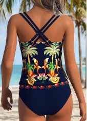 Navy Mid Waisted Lace Up Tankini Set | thumb picture 