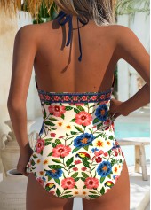 Beige Mid Waisted Lace Up Tankini Set | thumb picture 