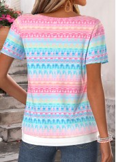 Multi Color Geometric Print Fake 2in1 T Shirt | thumb picture 