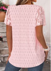 Light Pink Tummy Coverage Short Sleeve Square Neck Blouse | thumb picture 