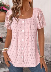 Light Pink Tummy Coverage Short Sleeve Square Neck Blouse | thumb picture 