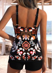 Black Mid Waisted Patchwork Random Floral Print Tankini Top-No Bottom | thumb picture 