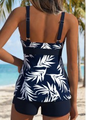 Navy Patchwork Leaf Print Tankini Top-No Bottom | thumb picture 