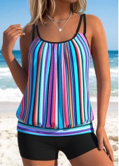Multi Color Mid Waisted Blouson Tankini Set | thumb picture 