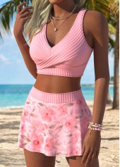 Pink High Waisted Floral Print Bikini Set | thumb picture 