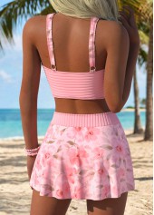 Pink High Waisted Floral Print Bikini Set | thumb picture 