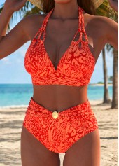 Orange Mid Waisted Animal Print Bikini Set | thumb picture 