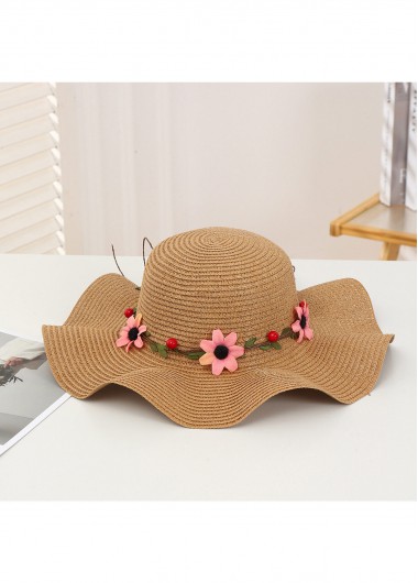 women clothes image of Dark Camel Color Straw Detail Hat