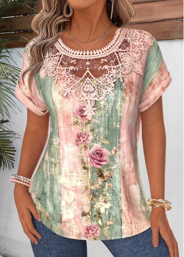women clothes image of Multi Color Random Floral Print Tummy Coverage Blouse