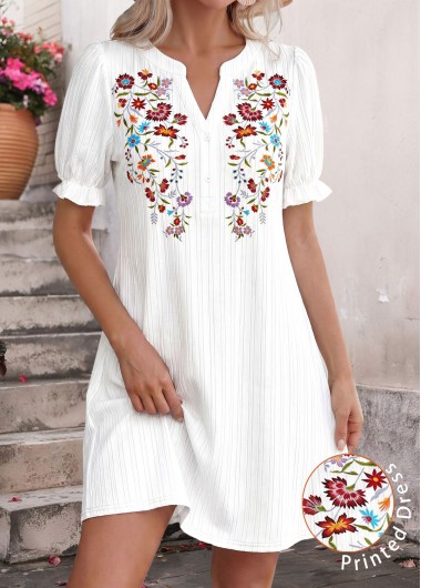 women clothes image of White Short Layered Split Neck Dress