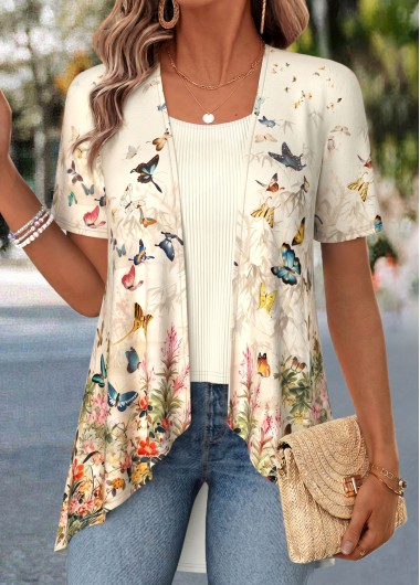 women clothes image of Light Yellow Floral Print Fake Two Piece Twinset