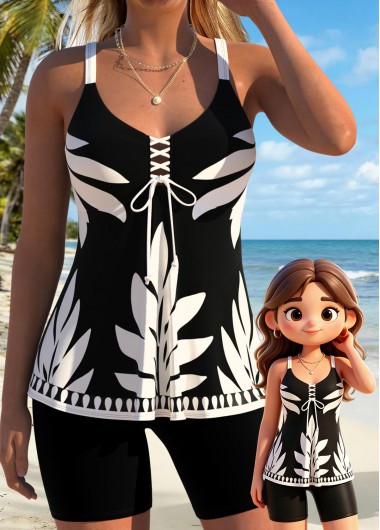 women clothes image of Black Mid Waisted Cut Out Tankini Set