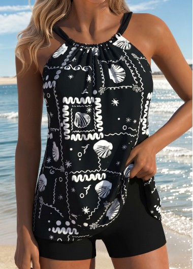 women clothes image of Coral Mid Waisted Two-piece Floral Print Tankini Set