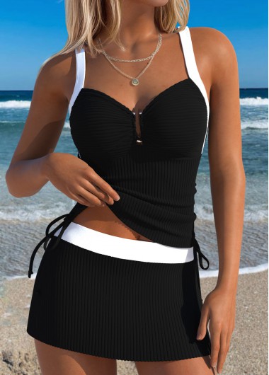 women clothes image of Black Mid Waisted Two-piece Tankini Set