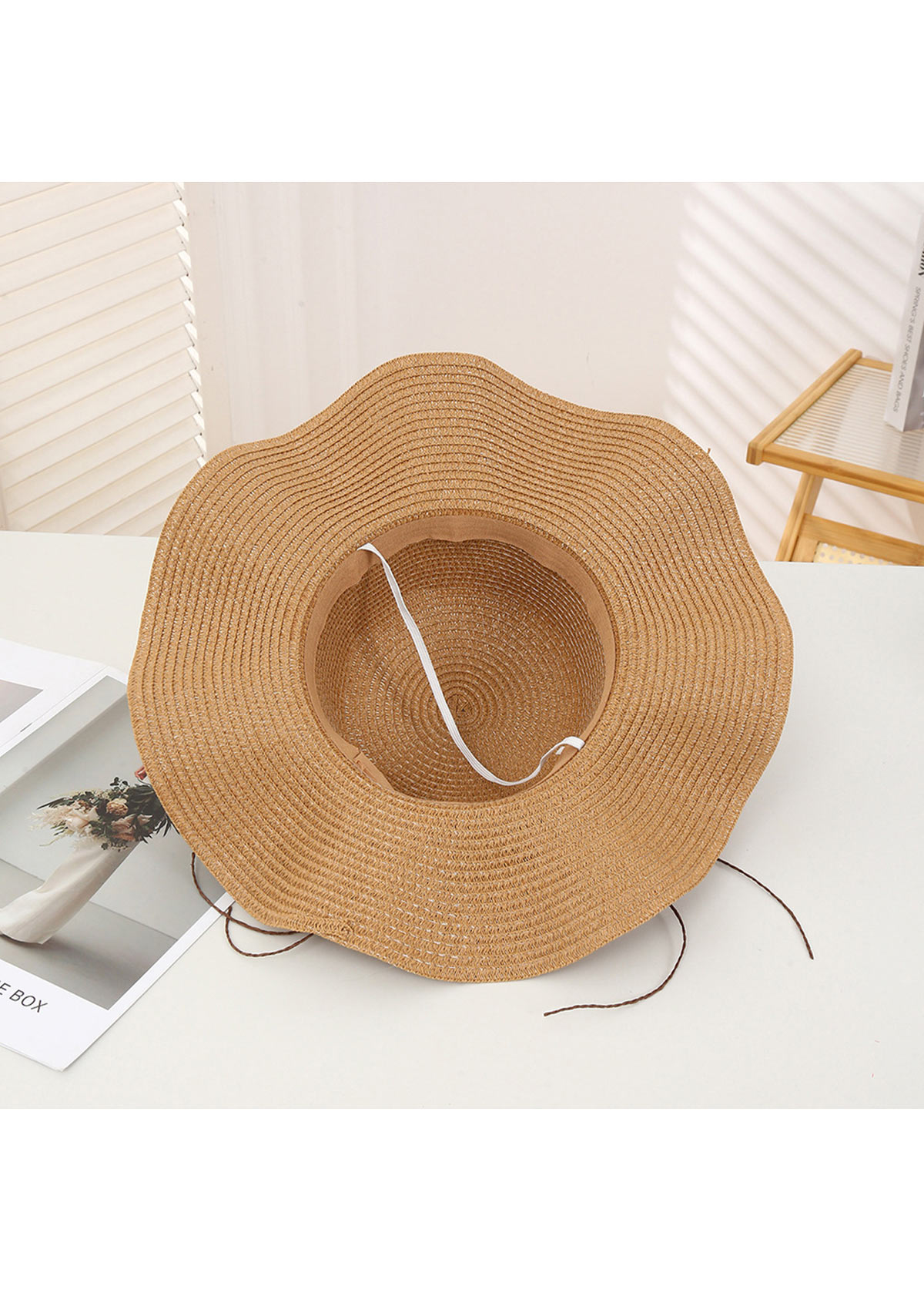 Dark Camel Color Straw Detail Hat | picture 2