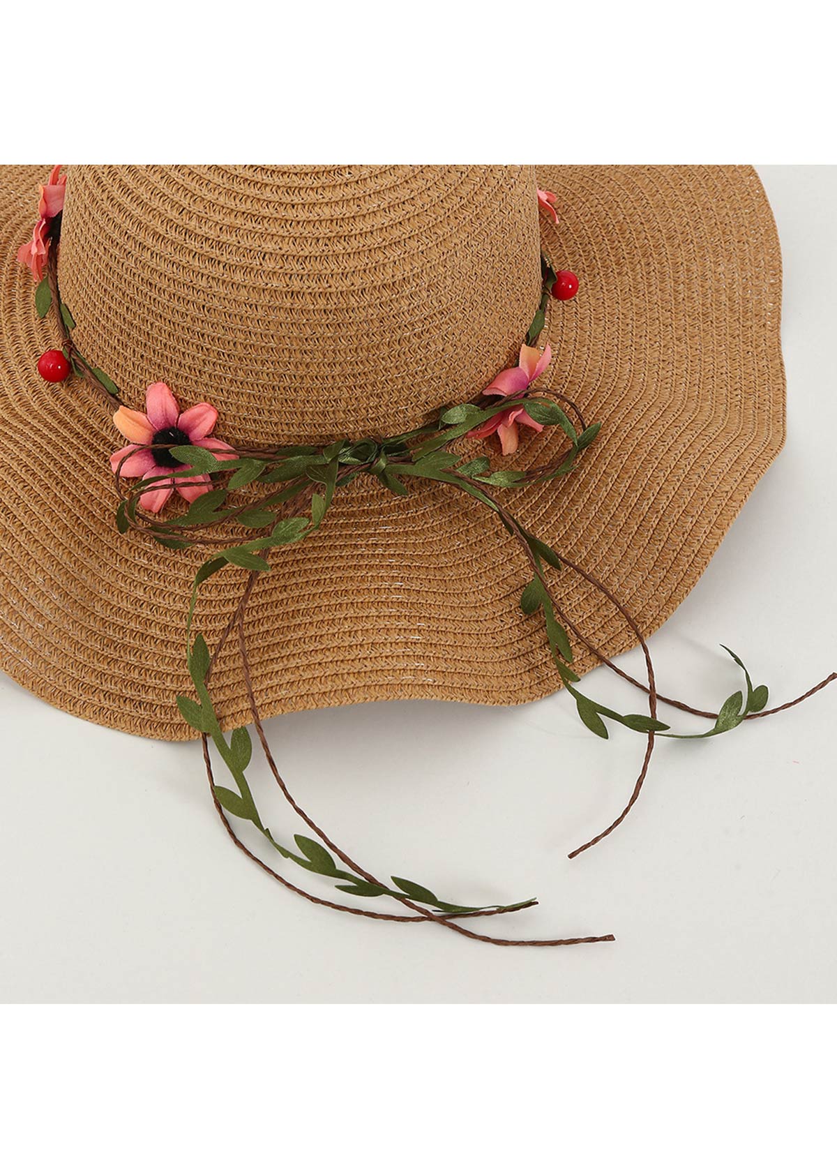 Dark Camel Color Straw Detail Hat | picture 3